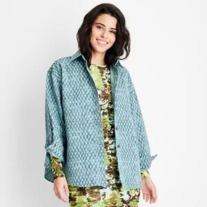 Future Collective Long Sleeve Checked Denim Shirt